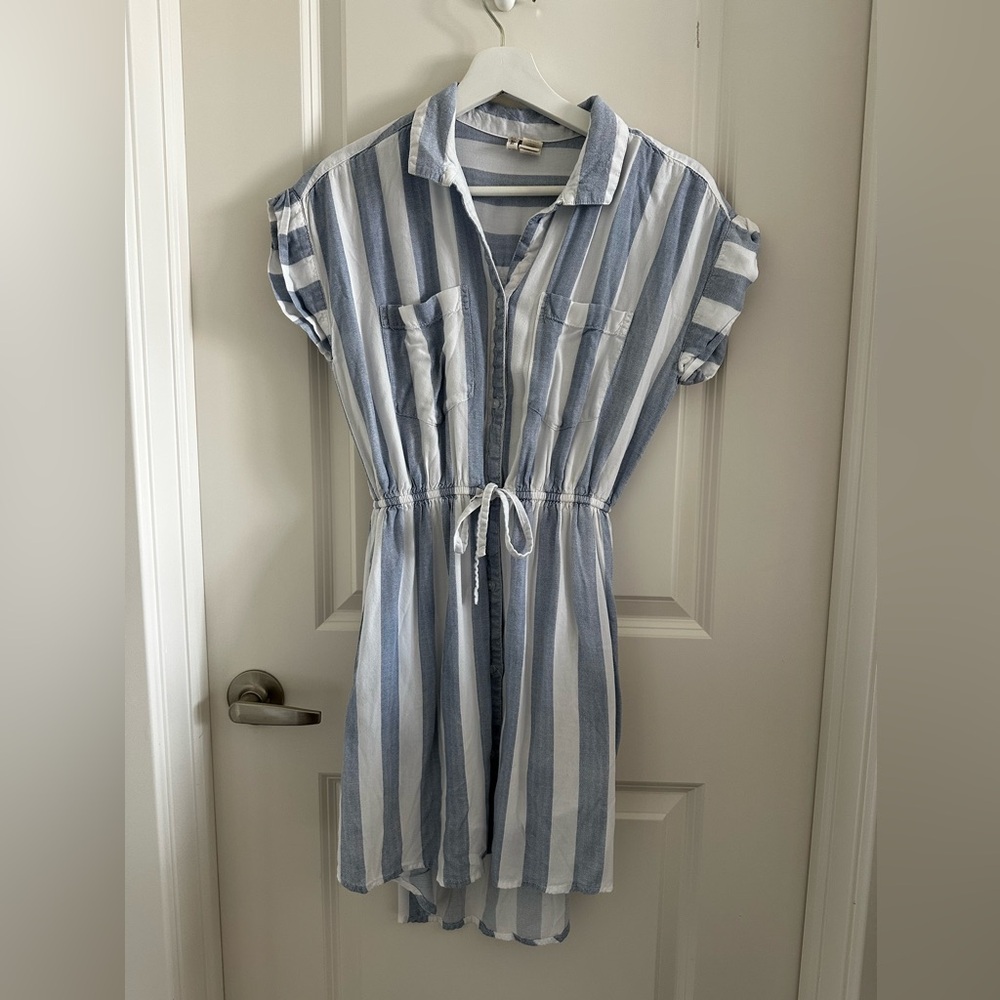 Marshalls Blue and White Striped Midi Dress